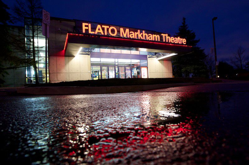 A photo of the entrance to FLATO Markham Theatre